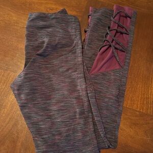 Champion women’s Maroon and Gray Leggings with detail at ankles pocket